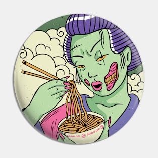 Awesome Zombie Geisha Eating Ramen Pin