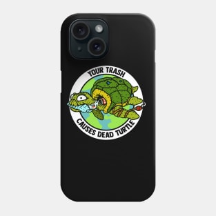 trash turtle, plastic pollution and environmental action icon. Phone Case