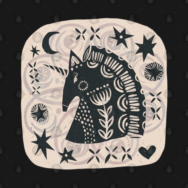 Unicorn block print by Bittersweet & Bewitching