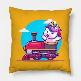 Cute Unicorn Ride On Train Pillow