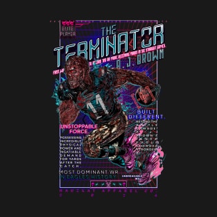 Elite NFL Players: T-800 A.J. Brown Terminator Philadelphia Eagles - (Cyborg Skull)) T-Shirt