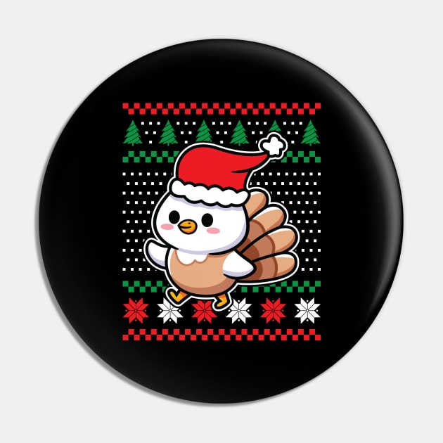 Ugly Christmas Sweaters Cute Turkey Pin by JS Arts