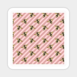 Honey Bee Neck Gator Pink and White Striped Bee Pattern Magnet