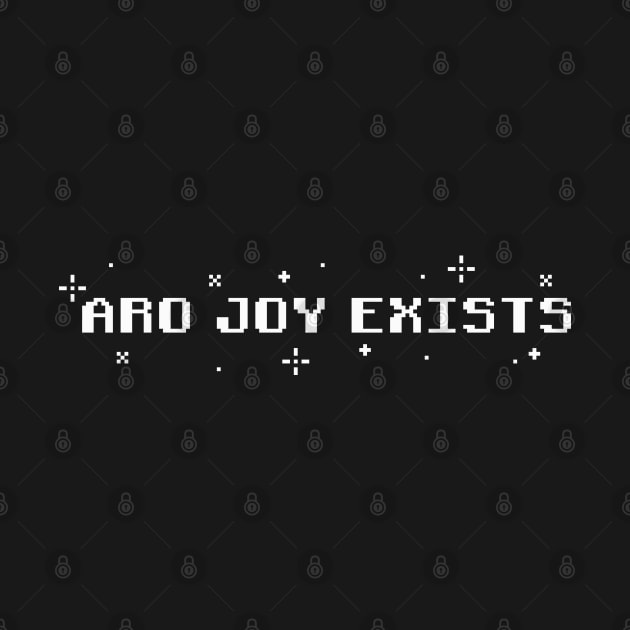 Aro Joy Exists - Aromantic Pride Pixel Art (lite text) by GDSplicer