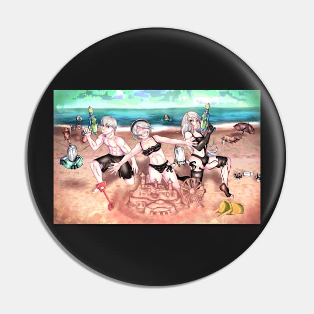 Nier Automata Beach Party Pin by Arcanekeyblade5