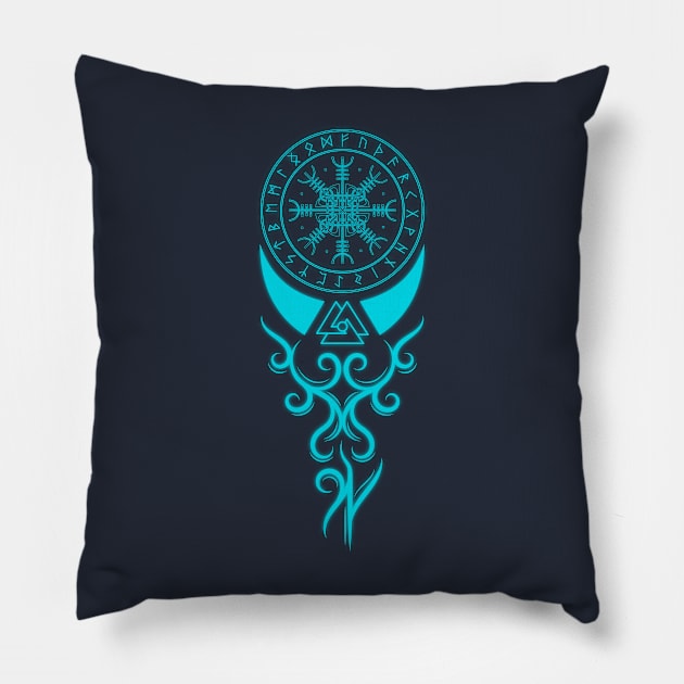 Aegishjalmur Helm of Awe Viking Nordic Runes Gift Present Pillow by MARESDesign