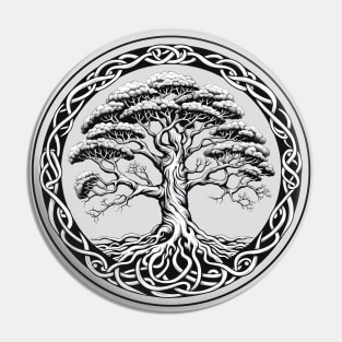 Tree Of Life Black & White Pin