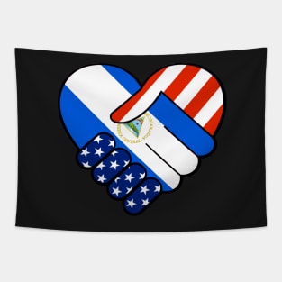 Nicaragua Flag Spanish Teacher Hispanic Latino Flag USA Flag Handshake Tapestry