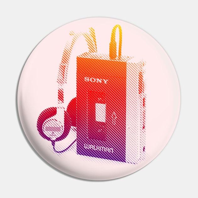 Vintage Style Walkman Aesthetic Design Pin by DankFutura