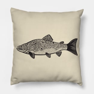 Brown Trout - cute and fun fish design - light colors Pillow