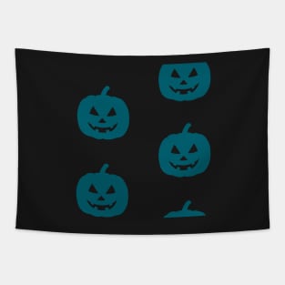 Rotund Jack-O-Lantern Tile (Blue) Tapestry