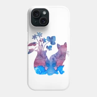 A cat and flowers Phone Case