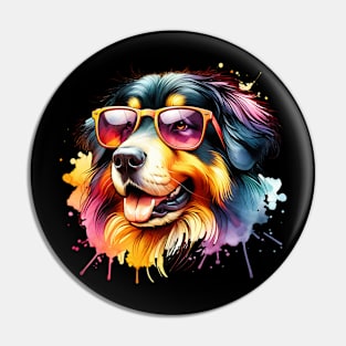 Watercolor Hovawart Wearing Sunglasses Pin