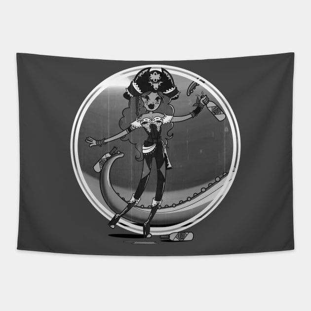 Tipsy, the piratess! - B&W Tapestry by Meeko_Art