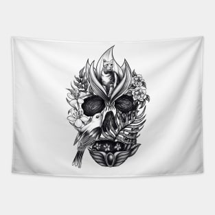 Animals and Flowers Wildlife Skull 2 Tapestry