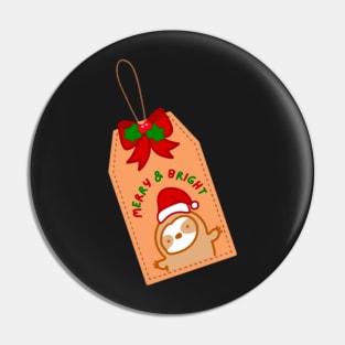 Cute Christmas Gift Tag Sloth Pin