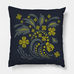 Folk flowers floral art print Flowers abstract art Pillow