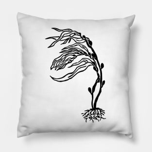 Hold Fast in Ocean Giant Kelp (Black Ink Version) Pillow