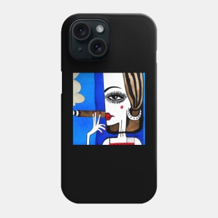 Cubist lady smoking a cigar Phone Case