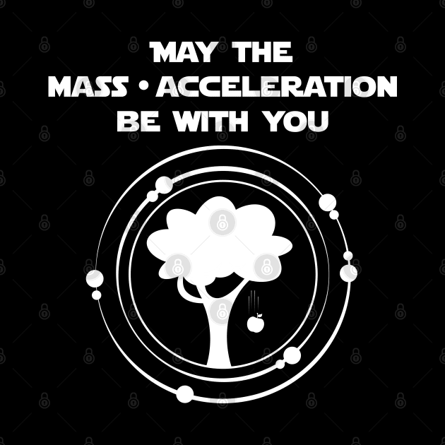 May the mass times acceleration be with you all white design by Fun with Science