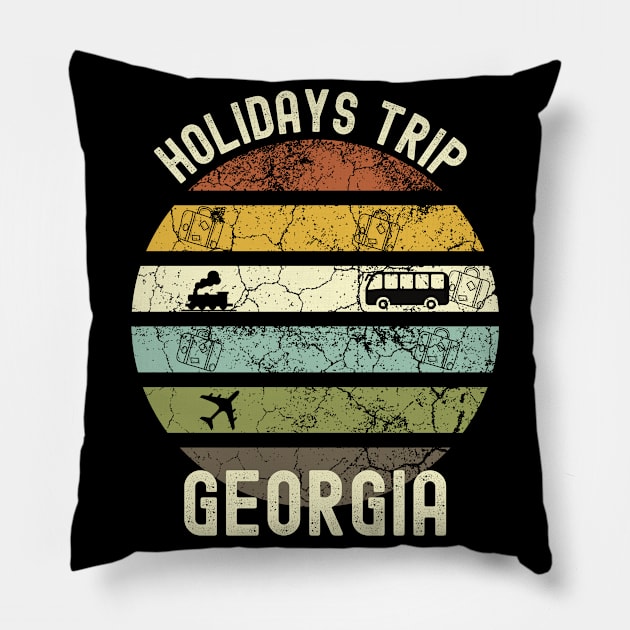 Holidays Trip To Georgia, Family Trip To Georgia, Road Trip to Georgia, Family Reunion in Georgia, Holidays in Georgia, Vacation in Georgia Pillow by DivShot 