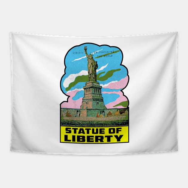 Statue Of Liberty New York National Monument Vintage Travel Tapestry by TravelTime