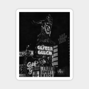 Vintage Las Vegas Black and White Photo Glitter Gulch Sassy Sally Neon Sign Magnet