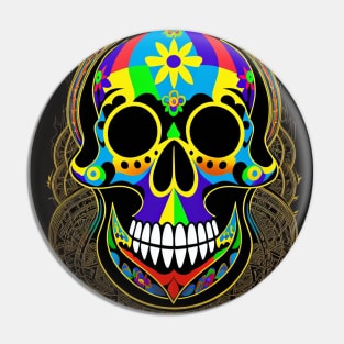 Skull colorful mandala art number 42 Pin