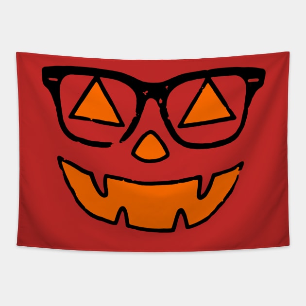 Cute Nerdy Pumpkin Girl Halloween Tapestry by Funcomics