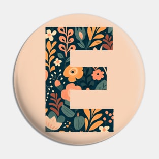 Whimsical Floral Letter E Pin