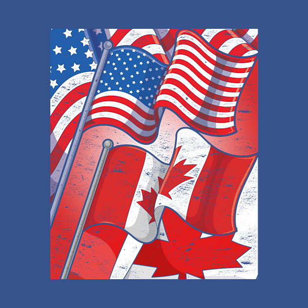 Discover America Canadian Maple Leaf Flag US Flag Canada - Canada - T-Shirt