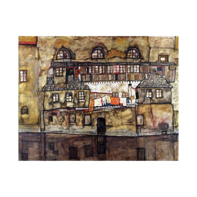 Egon Schiele House Wall on the River by pdpress