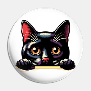 Shy Black Cat Pin