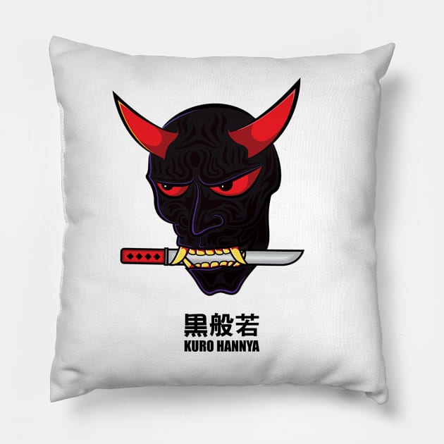 Kuro Hannya (黒般若) Pillow by Orthros_Arts