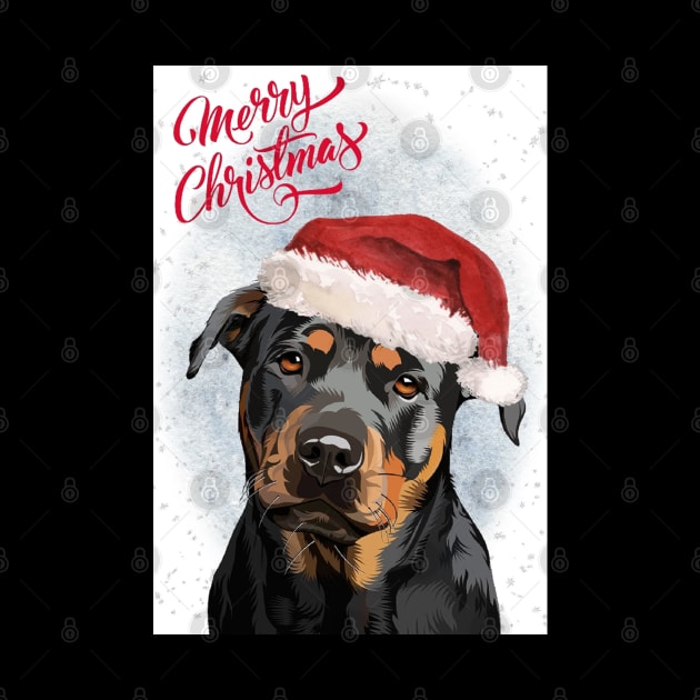 Rottweiler Merry Christmas Santa Dog by Puppy Eyes