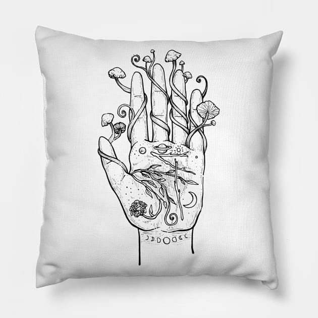 Palmistry - White Pillow by Lorraine Rabbit