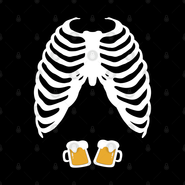Halloween Skeleton Beer Belly X-Ray by Teeartspace