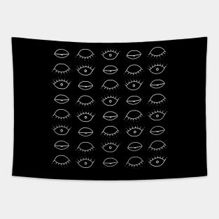 Three eyes pattern on black Tapestry