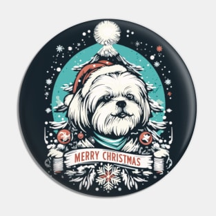 Shih Tzu Merry Christmas Santa Hat and Christmas Tree Pin