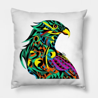 green mecha peregrine falcon halcon ecopop in mexican techno organic tribal totonac patterns Pillow