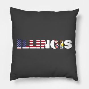 Illinois State Flag/America Flag Logo Pillow