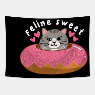 Funny Donut Joke, Feline Sweet, Cat Humor, Birthday Tapestry