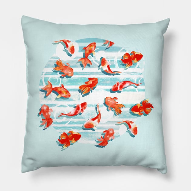 Watercolor Goldfish Pillow by TigaTiga