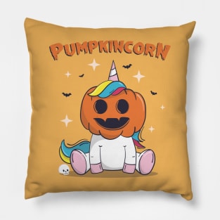 Pumpkincorn funny cute unicorn wearing pumpkin halloween Pillow