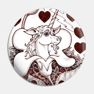 Ten of Hearts Unicorn Pin