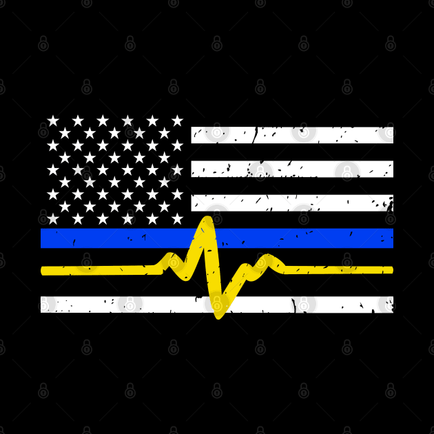 911 Dispatcher - Thin Blue Gold Line Flag by bluelinemotivation