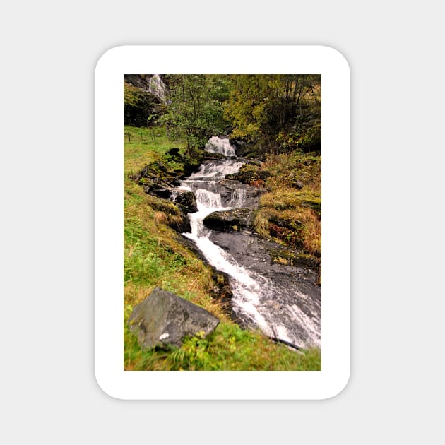 Waterfall Flamsdalen Valley Flam Norway Scandinavia Magnet by AndyEvansPhotos