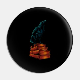 Raven on books - Dark Academia Pin