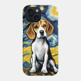 Beagle Dog Breed in a Van Gogh Starry Night Art Style Phone Case