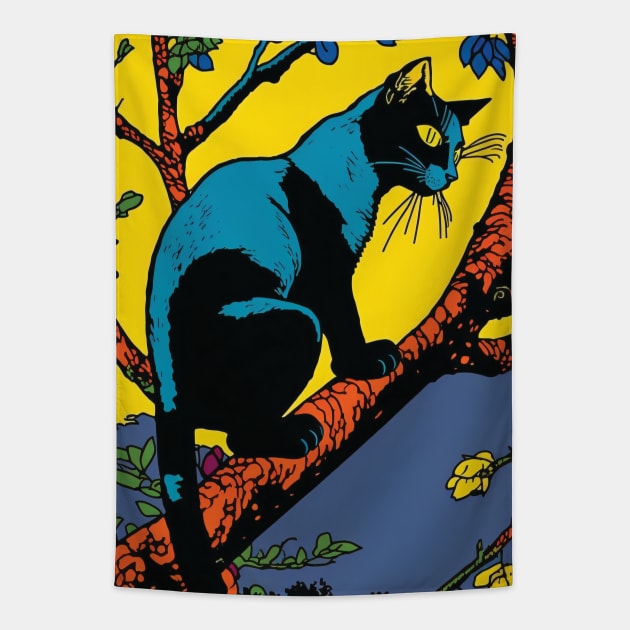 Cat in a Tree Tapestry by Geminiartstudio